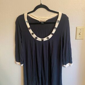 Women's Y2K Forever 21 Navy Blue Dress with White Accents
